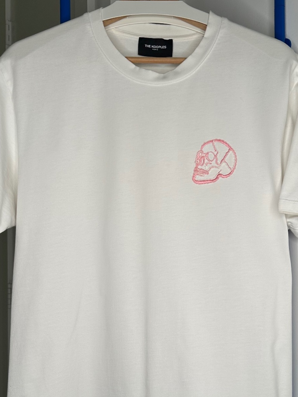 The Kooples White Pink Skull Embroidered Tee